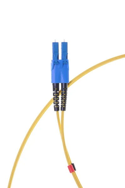 Cabo de remendo de modo único LC com conector duplo SC azul — Fotografia de Stock
