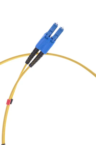 Jeden režim patch kabel lc s modrými sc dvojitý konektor — Stock fotografie