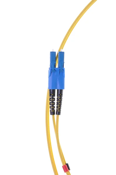 Single mode patch cord LC with blue SC double connector — Stock Photo, Image
