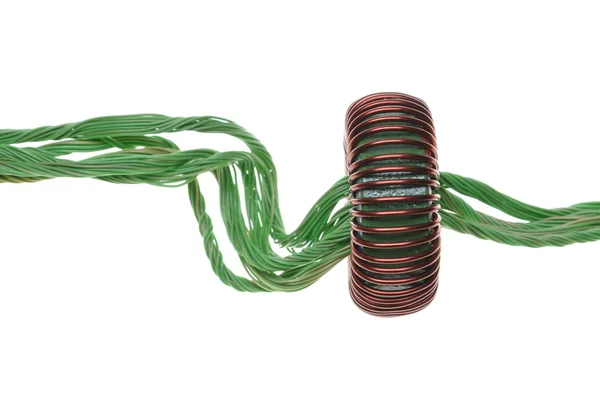 Медный кабель с катушкой — стоковое фото