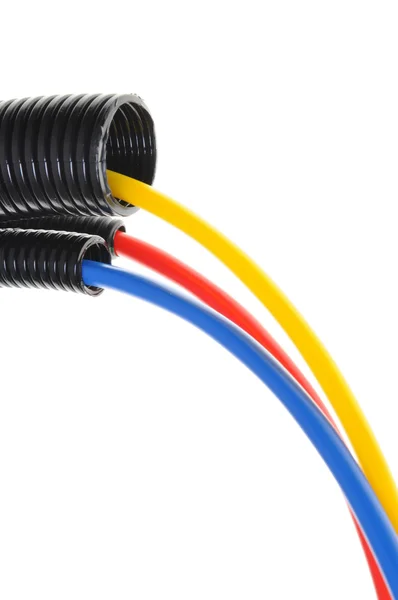 Cables de alimentación en tubo corrugado —  Fotos de Stock