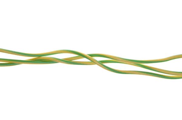 Sarı yeşil elektrik topraklama kabloları — Stok fotoğraf