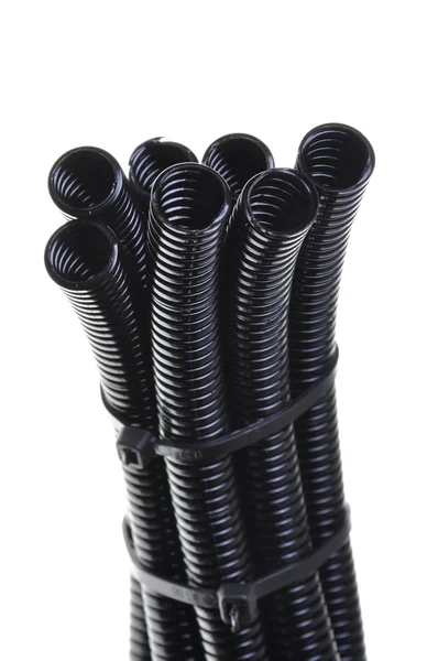 Black corrugated pipe — Stock Photo, Image