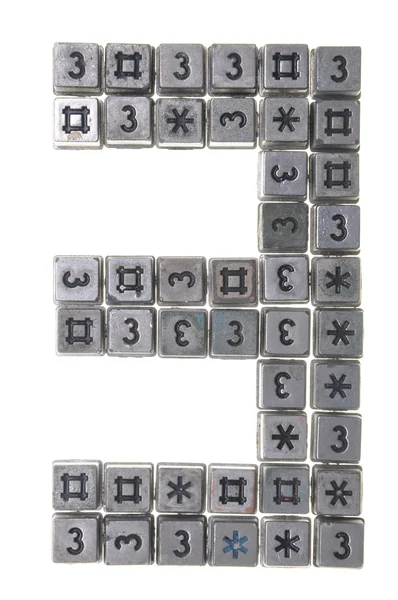 Digit three made from small buttons — Stock Photo, Image