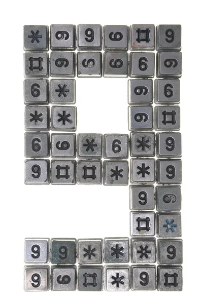 Digit nine made from small buttons — Stock Photo, Image