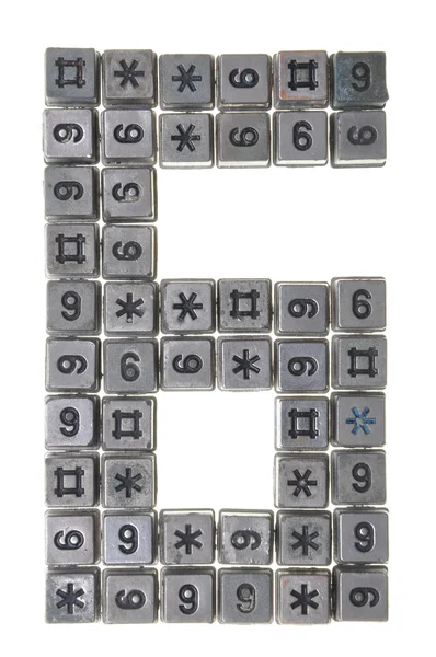 Digit six made from small buttons — Stock Photo, Image