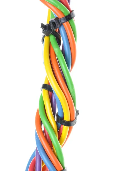 Elektrische draden met kabelbandjes — Stockfoto