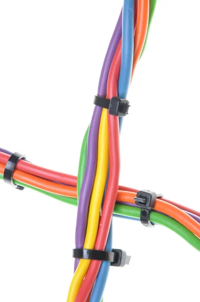 Elektrik telleri ile kablo bağları — Stok fotoğraf