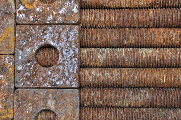 Rusted long bolts and washe — Stock Photo, Image