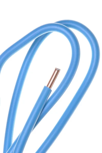 Синій електромонтаж кабелю — стокове фото