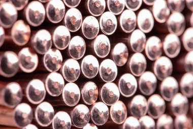 Bakır tel çubuk hammadde yakın çekim