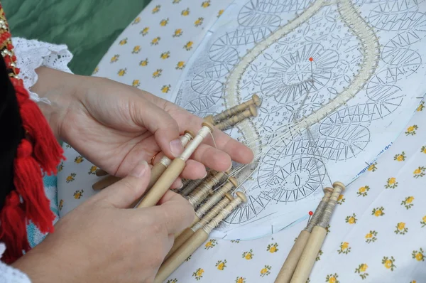 Hand made bobbin lace — Stock Photo, Image