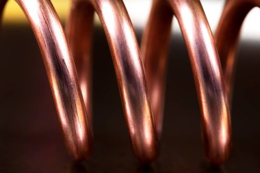 Copper wire coil macro view