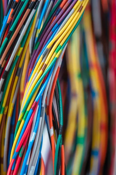 Elektrische Verkabelung Bunte Kabel Großaufnahme — Stockfoto