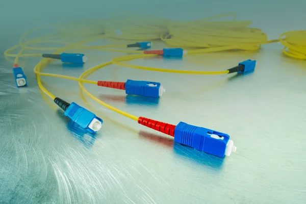 Cable Conexión Fibra Óptica Con Conector — Foto de Stock