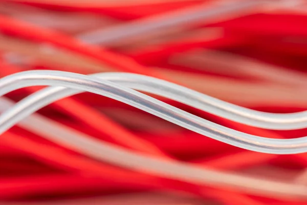 Nahaufnahme Von Elektrischen Kabeln Und Drähten Computernetzwerken — Stockfoto