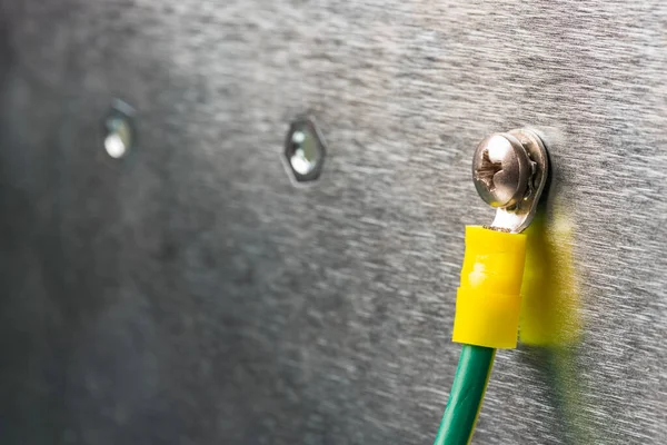 Cabo Terra Proteção Superfície Metal Contra Choque Elétrico — Fotografia de Stock