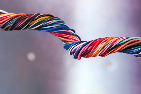 Swirl of colored electrical computer cable