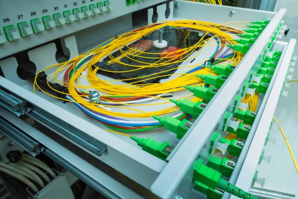 Cable Cable Conexión Fibra Marco Distribución Óptica — Foto de Stock