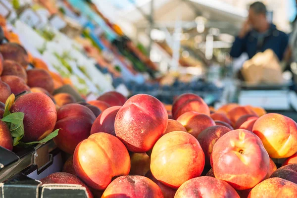 Fresh Fruit Stand Food Market Blurred Background —  Fotos de Stock