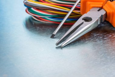 Pliers tool and cables used in electrical installation
