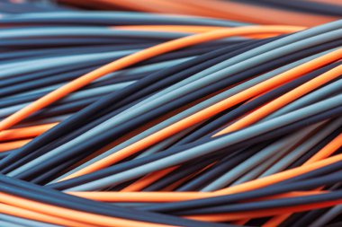 Kablo ve tel bilgisayar ağ sistemleri içinde closeup 