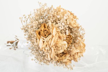 Dried wedding flower bouquet close-up