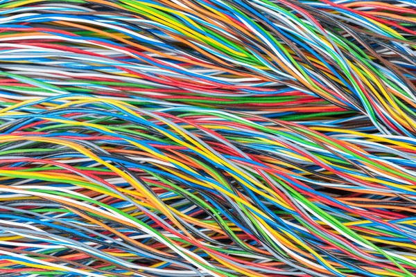 Cables Eléctricos Telecomunicaciones Multicolores Con Potencia Deslizante Blanca — Foto de Stock