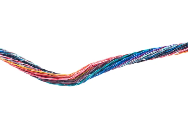 Multicolored Elektrický Kabel Izolované Bílém Pozadí — Stock fotografie