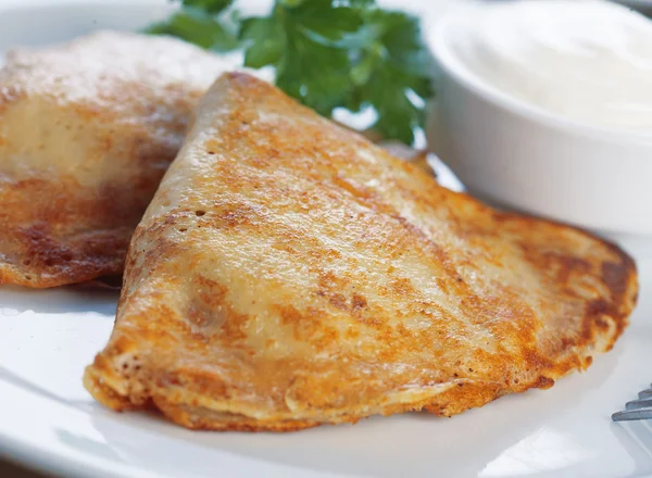 Pancakes With Meat. — Stock Photo, Image