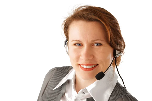 Geschäftsfrau mit Headset — Stockfoto