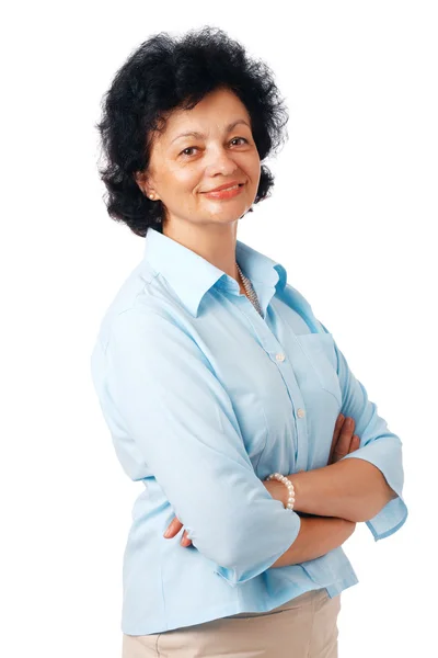 Mulher com as mãos dobradas . — Fotografia de Stock