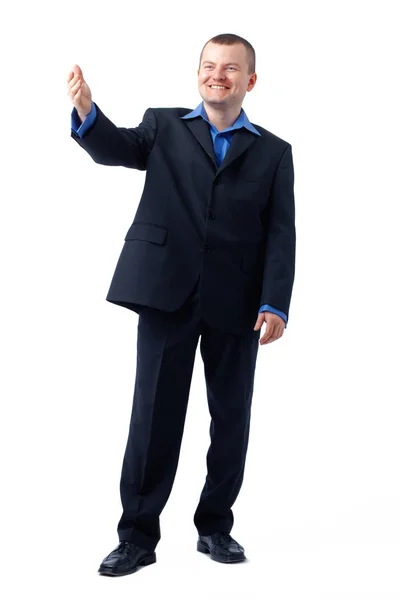 Businessman Gesturing in Blue Shirt. — Stock Photo, Image