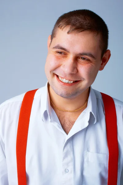 Man With Red Brases. — Stock Photo, Image