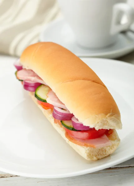 Small sandwich with deli meats and vegetables — Stock Photo, Image
