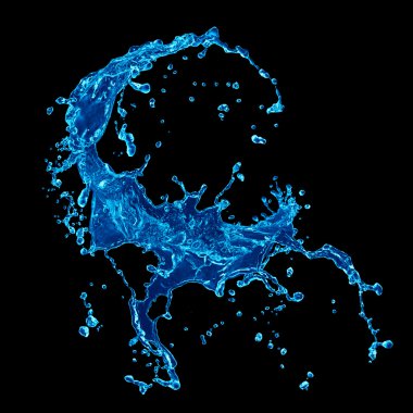 su sıçrama. siyah arka plan üzerine izole