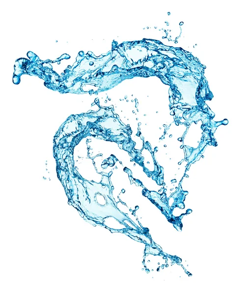 Голубой всплеск воды изолирован на белом фоне — стоковое фото