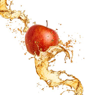 beyaz izole elma suyuyla Splash