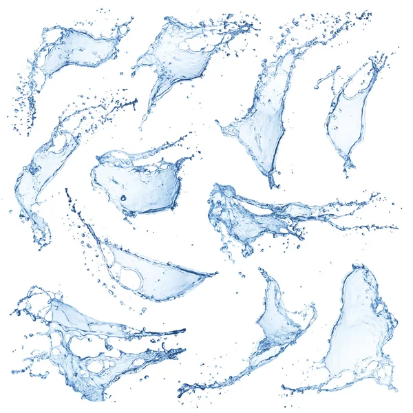 su sıçramalarına beyaz zemin üzerine izole koleksiyonu