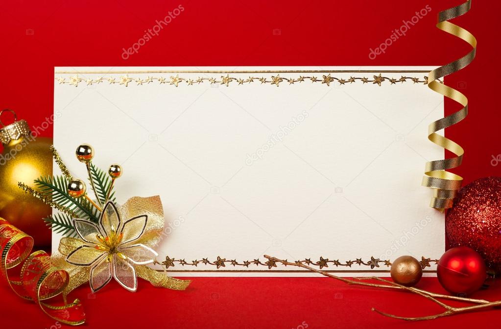Christmas card with space and christmas decoration Stock Photo by