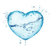 Herz aus Wasserspritzwasser mit Welle, innen isoliert auf weiß