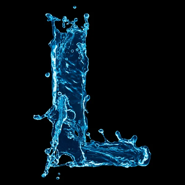 One letter of water alphabet on black background — Stock Photo, Image