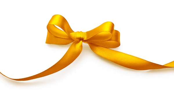 Gold bow with shadow on a white background — Stock Photo, Image