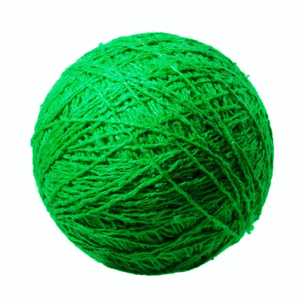 Зелена кулька з пряжі — стокове фото