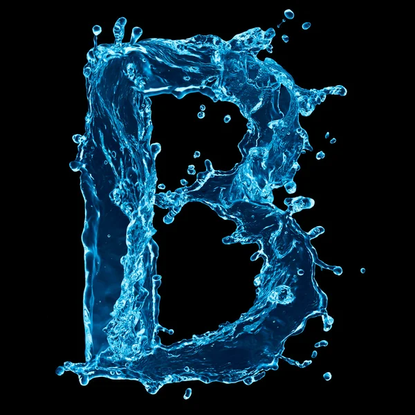 One letter of water alphabet on black background — Stock Photo, Image