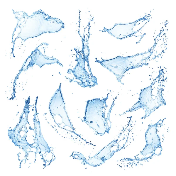 Coleta de respingos de água isolada no fundo branco — Fotografia de Stock