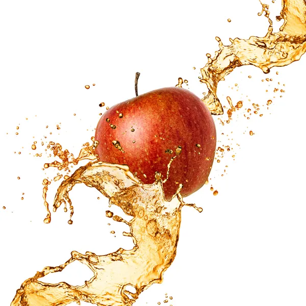 Splash juice med apple isolerad på vit — Stockfoto