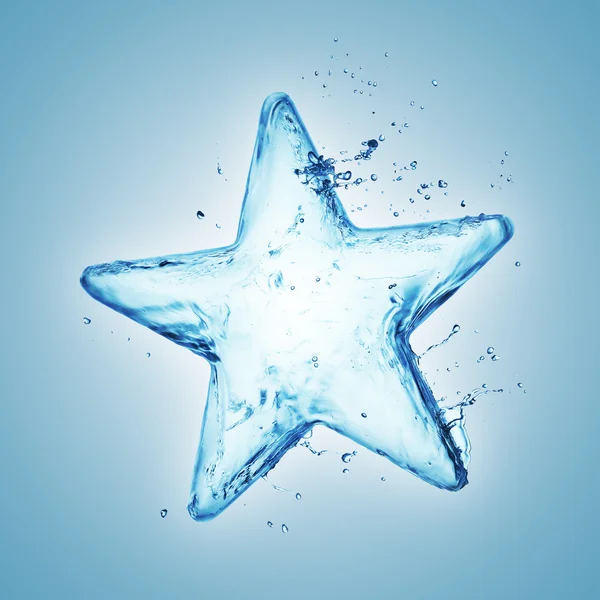 Star from water splash isolated on white — Stock Photo, Image