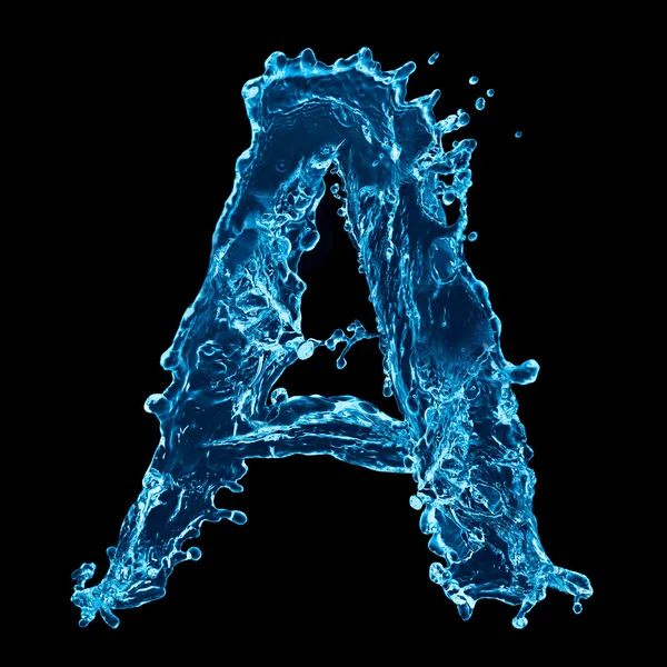 One letter of water alphabet on black background — Stock Photo, Image