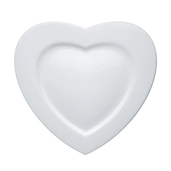 Heart form white plate isolated on white background — Stock Photo, Image